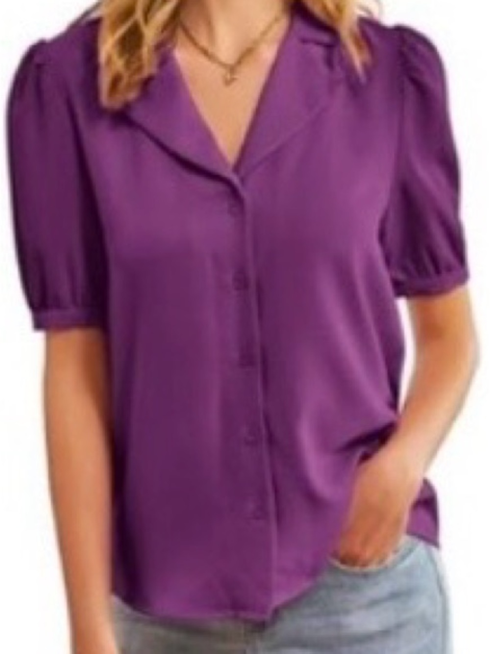 Grace Karin Purple V-Neck Blouse
